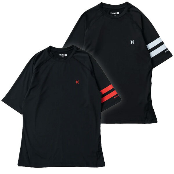 HURLEY ハーレー メンズ ラッシュガード MENS PHANTOM RASH BLOCK PARTY COMPRESSION SHORT SLEEVE MRG2310038 男性 半袖 サーフィン UVカット 日焼け防止 クラゲ対策 メール便対応