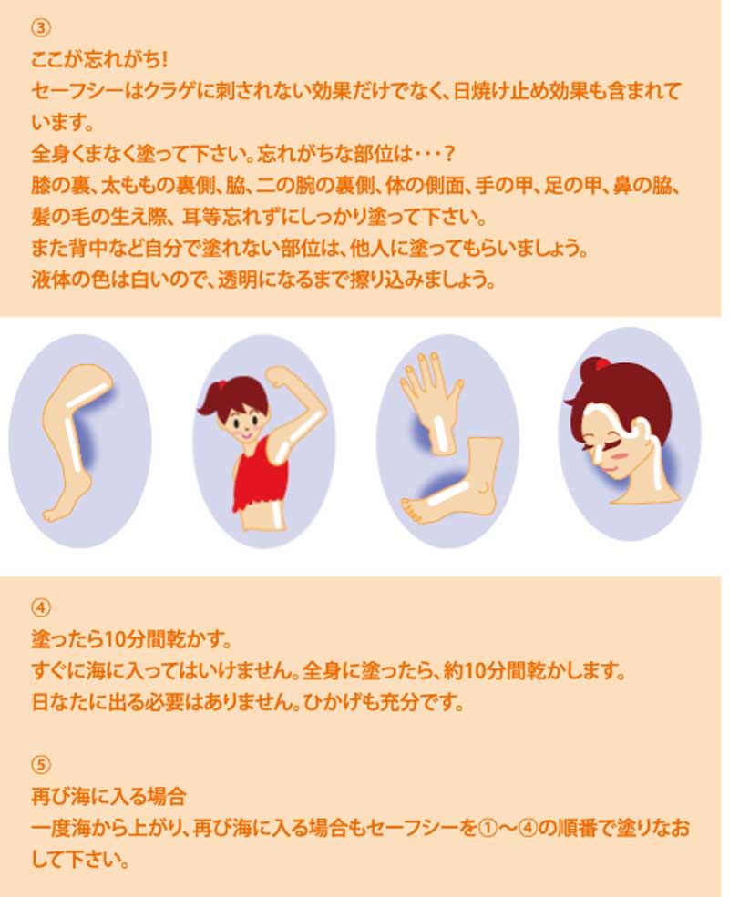 日焼け止め クラゲよけ SAFE SEA / セーフシー ADVANCE UVA / UVB SPF50+・PA + + + + サーフィン