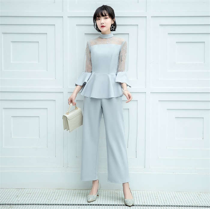 パンツドレス レディース スーツ 上下セット パーティドレス ママスーツ きれいめ 大きいサイズ トップス パンツ ワイドパンツ テーパードパンツ パンツスタイル フォーマル レース 長袖 花柄レース 結婚式 お宮参り 卒園式 卒業式 入園式 入学式 お宮参り 体型カバー