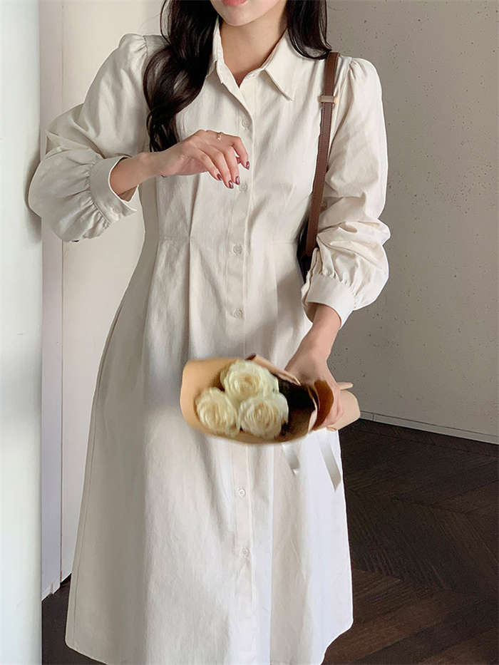 シャツワンピース レディース ワンピース 春 秋 冬 ロングシャツ 長袖 フレアワン...