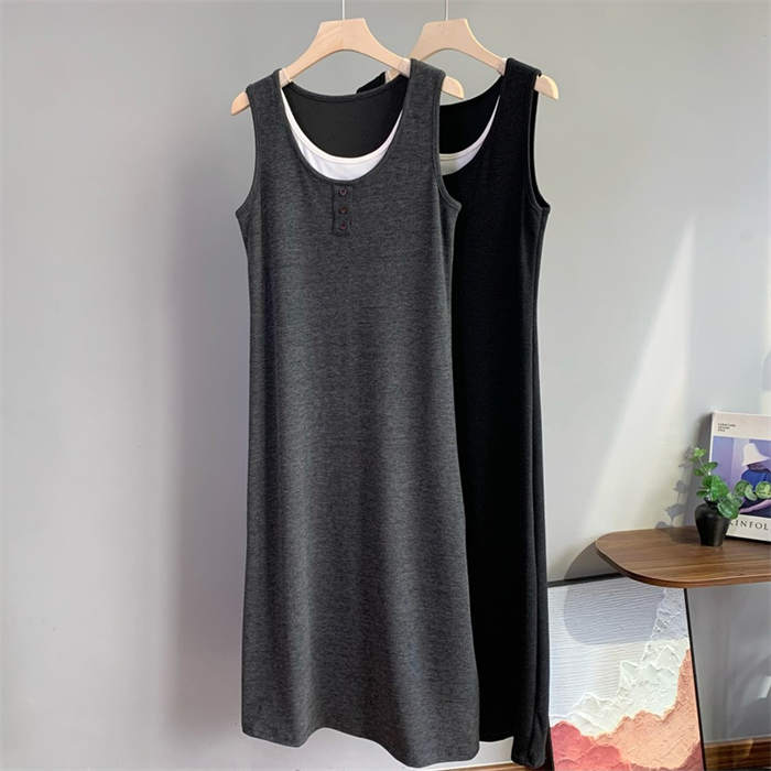 ワンピース レディース キャミソール タンクトップ インナーワンピース オールシーズン 春 夏 秋 冬 無地 ロング スウェット ノースリーブ フォーマル ペチコート ふんわり カジュアル オフィス 重ね着 レイヤード リラックス シンプル かわいい 普段使い 着回し