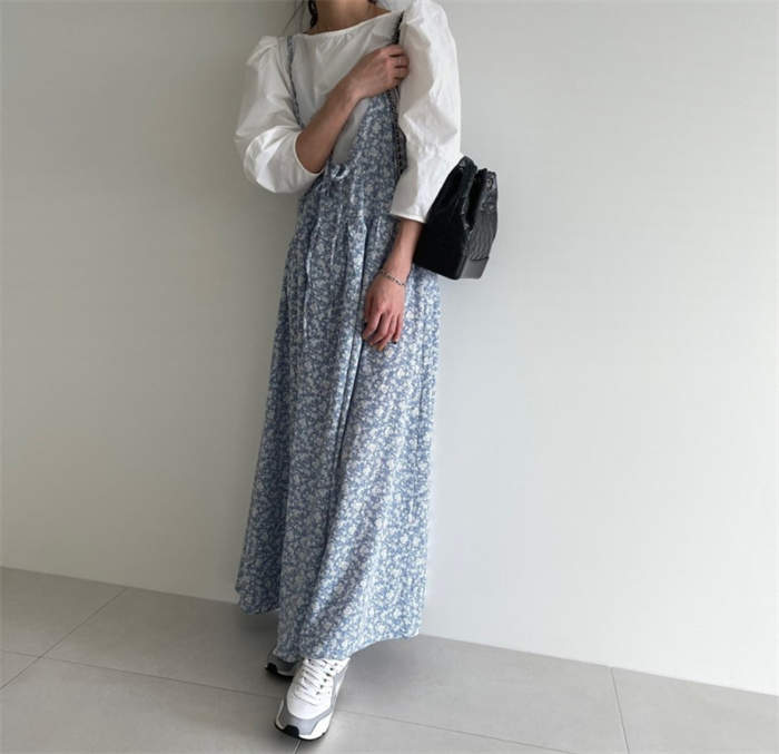 ワンピース 夏 キャミワンピース きれいめ 薄手 レディース ノースリーブ 花柄 リゾートワンピース 大人 マキシ丈 ロング 楽ちん ゆったり Aライン カジュアル お洒落 プルオーバー 体型カバー リラックス 30代 40代 50代 60代 ブルー イエロー ブラック F