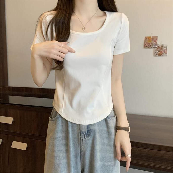 tシャツ 夏 レディース カットソー 半袖 クルーネック タイトトップス 薄手 無地 カジュアル きれいめ おしゃれ シンプル 着痩せ トップス ストレッチ 大人 20代 30代 40代 50代 ブラック ホワイト ピンク グレー M L XL 2XL