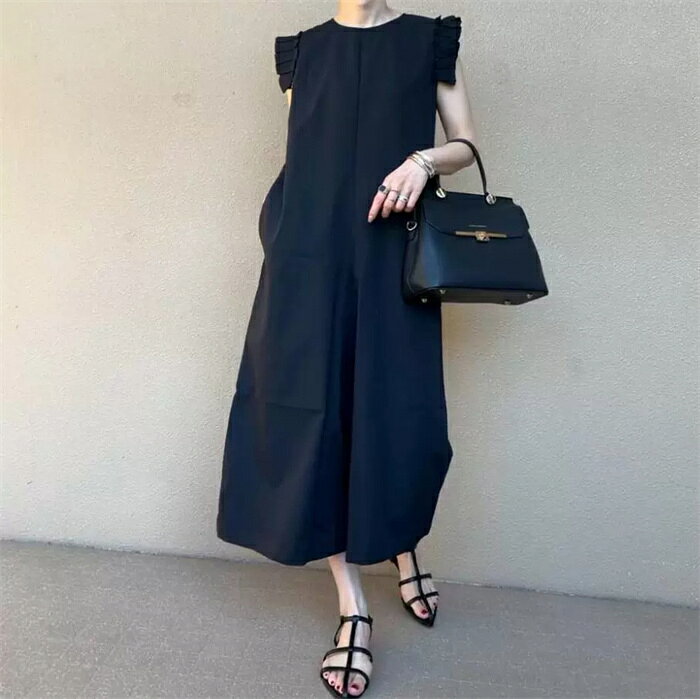 オールインワン ノースリーブ パンツ レディース サロペットパンツ オーバーオール つなぎ サロペットパンツ ワイドパンツ 春 夏 ジャンプスーツ 体型カバー ワイド おしゃれ 抜け感 可愛い 二次会 同窓会 お呼ばれ パーティードレス 20代 30代 40代 50代 黒 SMⅬXL2XL