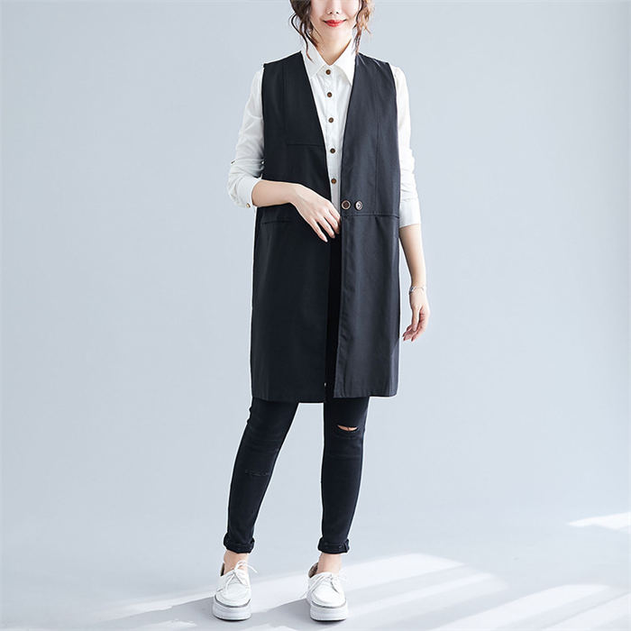 ベスト ジレ レディース ロング 夏 綿麻 春夏 前開き サマー 薄手 羽織り カーディ...
