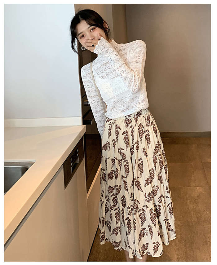 レース カットソー ハイネック レース インナー 長袖 レディース トップス タイト 透け感 重ね着 レイヤード セクシー tシャツ きれいめ お洒落 可愛い ブラック ホワイト ベージュ 春秋 20代 30代 40代 50代 60代 F