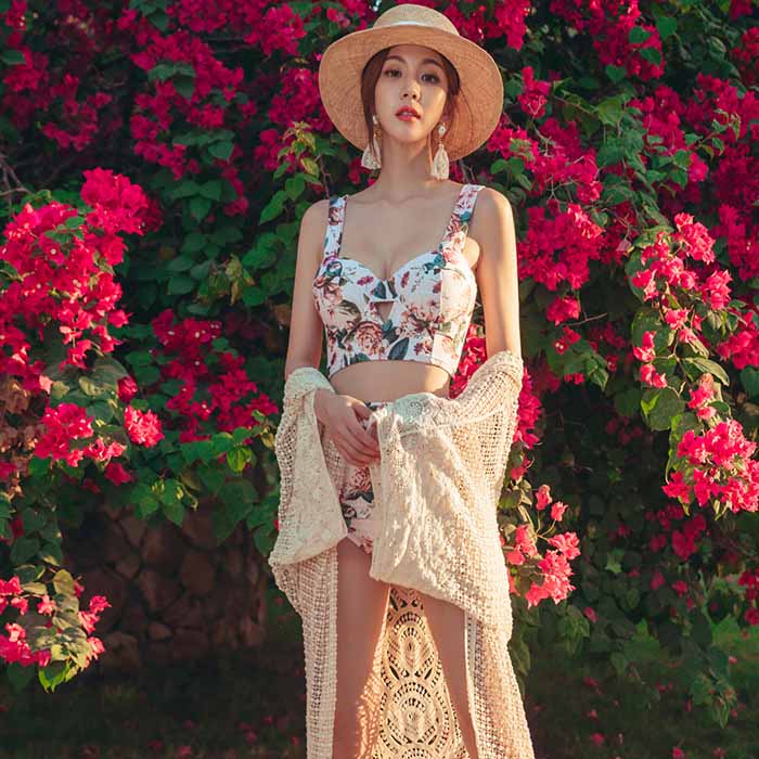 ビキニ 水着 レディース セクシー 花柄 夏 リボン セパレート ハイウエスト ショーツ 2点セット オトナ女子 盛れる きれいめ 海水浴 温泉 ビーチ 大人 おしゃれ 旅行 リゾート