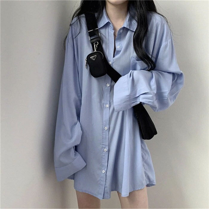 シャツ シャツワンピース レディース ワンピース シャツ ロング 長袖 ロングシャツ ブラウス チュニック 白シャツ uvカット UV対策 日焼け止め 紫外線対策 着回し 大人 ゆったり 長袖 大きいサイズ 白 オフィス 冷房対策 薄手 bobi-10010206 BOBI サンプル画像2