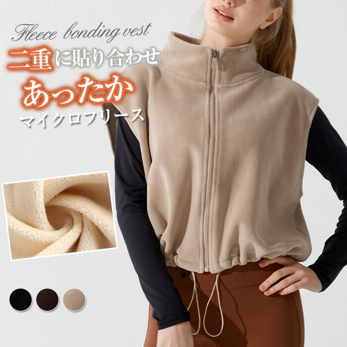 ボア ベスト フリース レディース アウター ボアベスト 秋 冬 前開き ジップアップ ボアフリース スタンドカラー フードなし 防寒 軽量 あったか もこもこ アウトドア S/M/L/LL 大きいサイズ 無地 ボンディング ルームウェア