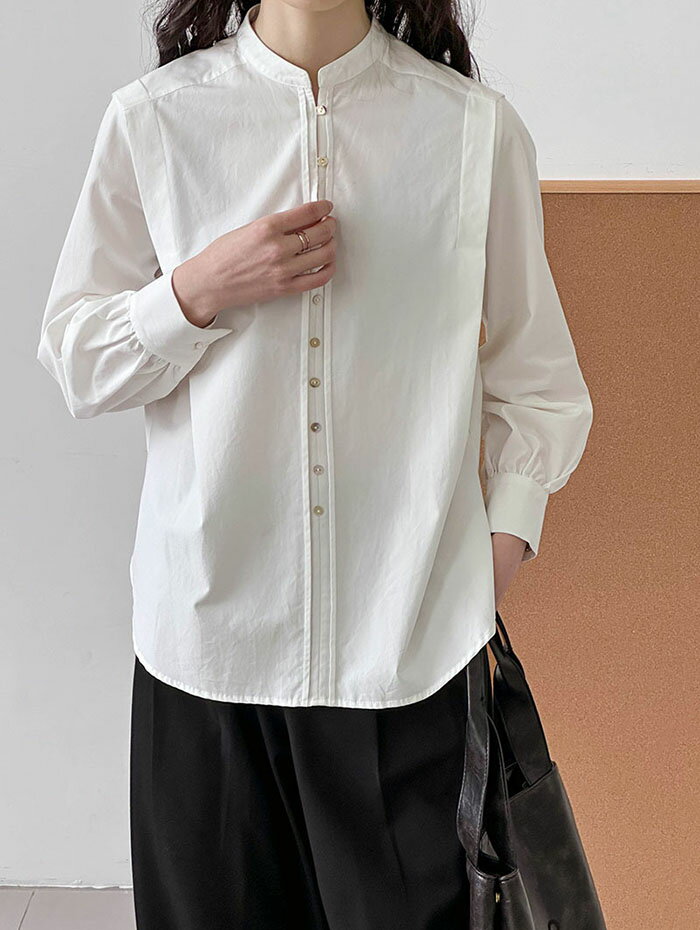 シャツ ブラウス 長袖 レディース きれいめ トップス 羽織りノーカラー スタンドカラー シンプル 無地 白シャツ スタンドカラーシャツ バンドカラーシャツ オフィスカジュアル 上品 おしゃれ 通勤 ミセス 大きいサイズ 春 秋 冬 仕事 服装 女性 ベーシック ホワイト 白