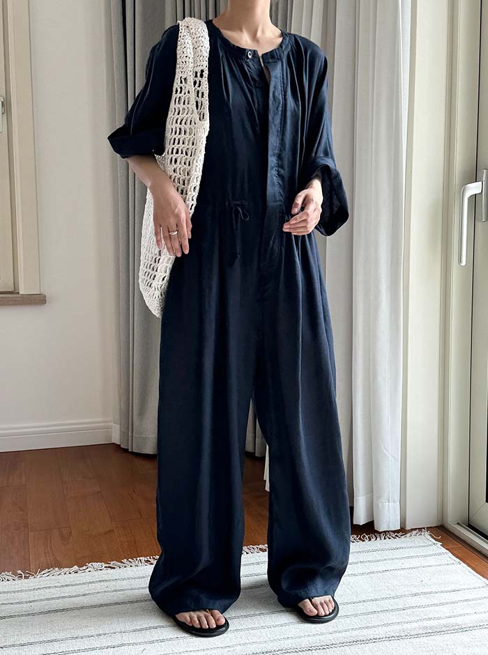 オールインワン つなぎ レディース ジャンプ スーツ トップス ボトムス パンツ ロング オーバー ドロップショルダー ロストオーバーオール ロングパンツ ジャンプスーツ カジュアル ポケット付き ゆったり シンプル きれいめ 上品 高級感 bobi-10022967 BOBI サンプル画像3
