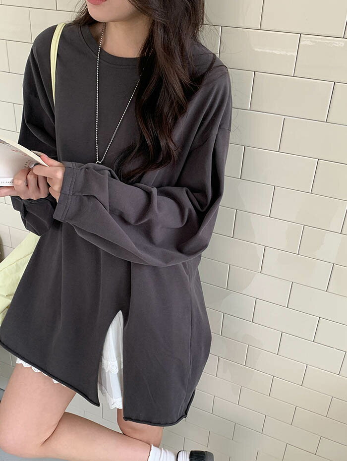 チュニック 大きいサイズ レディース 綿100％ ゆったり ロング丈 トレーナー カットソー Tシャツ トレンド 30代 40代 50代 秋 秋冬 人気 カジュアル オフィス 長袖 秋服 袖 ボリューム 体型カバー お尻隠れる