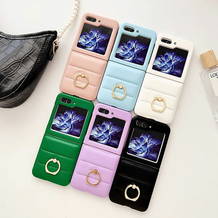 Rakuten - スーパーSALEで更にポイント5倍 Samsung Galaxy Z Flip5 5G ケース 折りたたみ型Androidスマホアクセサリー PC プラスチック製 レザー調 リングブラケット付き CASE 耐衝撃 軽量 落下防止 指紋防止 精密加工 持ちやすい 全面保護 カッコいい 便利 実用 ハ