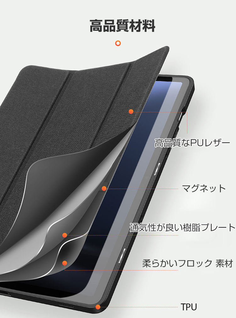 Galaxy Tab S9 FE ケース 耐衝撃 カバー TPUとPUレザー おしゃれ ケース 持ちやすい 汚れ防止 スタンド機能 オートスリープ機能 お洒落な タブレットケース 高級感 カッコいい ギャラクシー タブS9 FE 10.9インチ 手帳型カバー 強化ガラスフィルムおまけ付き