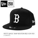 ニューエラ【NEW ERA】11591077 9FIFTY BASIC SNAP BOSTON RED SOX 950 ボストン・レッドソックス キャップ 帽子 MLB球団 ロゴ メンズ レディース サイズ調節可能 スナップバック 人気 BLACK ブラック【送料無料】(4)
