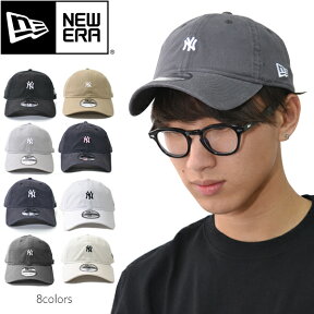 ニューエラ【NEW ERA】キャップ 9TWENTY 920 ニューヨークヤンキース　ロゴ ミニロゴ 帽子 ウォッシュド コットン カーブ メンズ レディース サイズ調節可能 アジャスタブル 刺繍 綿100％ 日除け 黒 グレー 人気 ダンス【ネコポスのみ送料無料】