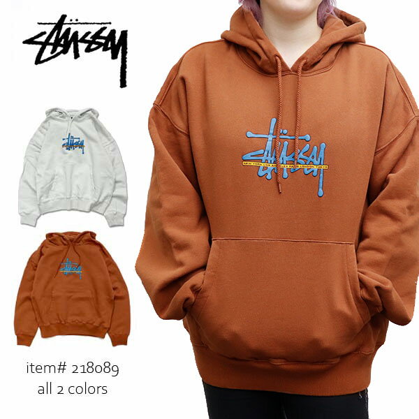 ステューシー【STUSSY】218089 RAY HOOD レディース トップス パーカー フーディー プルオーバー ロゴ シンプル スチューシー stussy BRICK/SAND 裏起毛 オーバーサイズ カンガルーポケット 【あす楽】【送料無料】