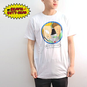 ビーバス・アンド・バットヘッド【BEAVIS AND BUTT-HEAD】SS TEE Tシャツ 半袖 テレビアニメ MTV 少年 ギャグ メンズ レディース US規格 ホワイト WHITE アメリカ【ネコポス発送】