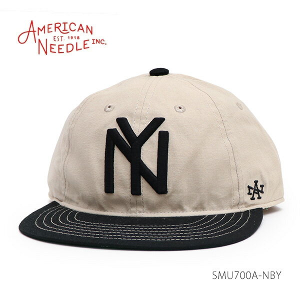 アメリカンニードルSMU700A-NBY Line Out キャップ ニューヨーク・ブラックヤンキース New York Black Yankees ニグロリーグ 帽子 ユニセックス メンズ レディース IVORY-BLACK