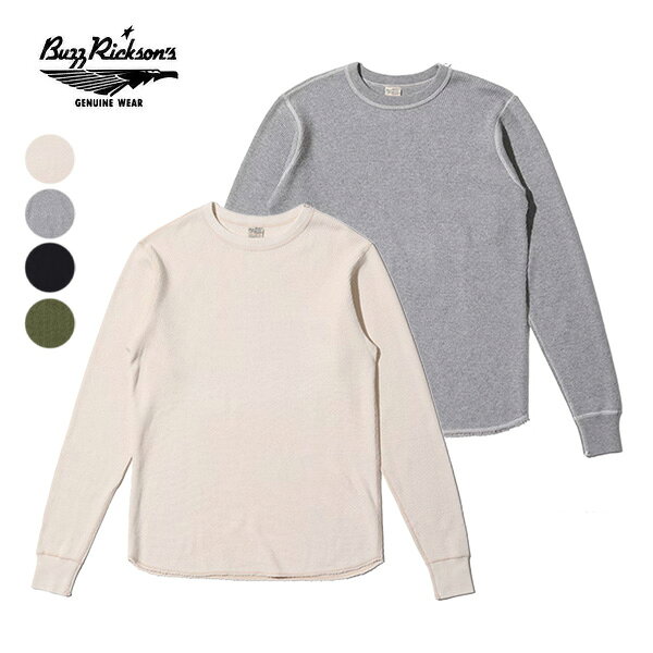 樂天商城 - バズリクソンズ【BUZZ RICKSON'S】BR63755 BUZZ RICKSON'S THERMAL T-SHIRT ロングスリーブワッフルTシャツ フラットシーマ製 ワッフル生地 ロンT 長袖 メンズ レディース 綿100％ コットン 日本製 ブラック ナチュラル ヘザーグレー【送料無料】