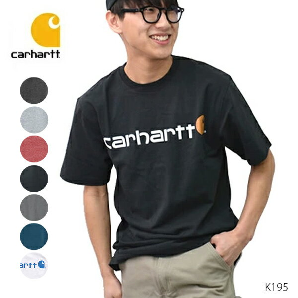 カーハート Tシャツ メンズ カーハート【carhartt】Men’s K195 Short-Sleeve Logo T-Shirt メンズ トップス Tシャツ T-Shirt ブラック ヘザーグレー 022 ロゴ ネック 半袖Tシャツ　【あす楽】メール便可