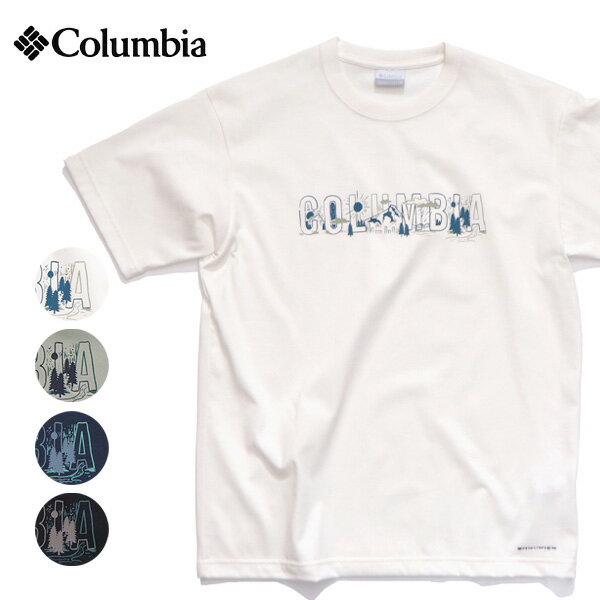 樂天商城 - コロンビア【Columbia】PG5174 YAHARA FOREST GRAPHIC TEE ヤハラフォレストグラフィック Tシャツ 半袖 アウトドア 登山 キャンプ メンズ トップス プリント 刺繍ロゴ フロントプリント front print オムニシェイド UPF50 オムニウィック 【ネコポス発送】
