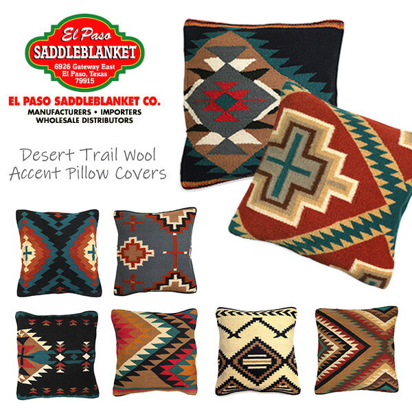 エルパソ ブランケット エルパソサドルブランケット【el paso saddleblanket】Desert Trail Wool Accent Pillow Covers デザートレイルウール クッションカバー ピロー 枕 8Color ネイティブ柄 アジアン雑貨 ネイティブ柄 インテリア おしゃれ アウトドア キャンプ【あす楽】【送料無料】