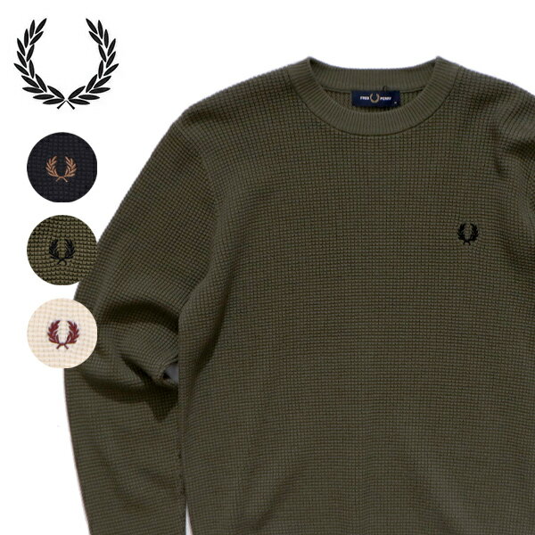 �ե�åɥڥ꡼��FRED PERRY��K6507 Waffle Stitch Jumper ��åե� ���ƥå� �����ѡ� Ĺµ �˥å� ���롼�ͥå� ��˥���...