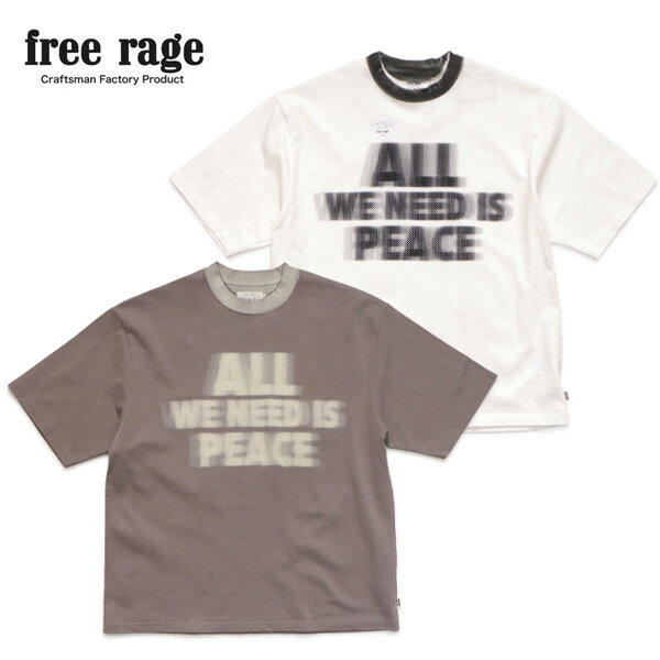 フリーレイジ226AC816B "Airbrush Paint" ラフ&タフ半袖Tシャツ／ALL WE NEED IS PEACE 半袖 Tシャツ ユニセックス ヴィンテージ アメカジ ストリート リラックス ラフコーデ GREY WHITE ヘビーウェイト生地 日本製