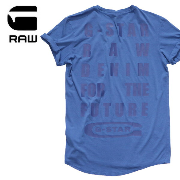 Rakuten - ジースター ロウ【G-STAR RAW】D25971-2653 Text Back Graphic Overdyed Lash T-Shirt Tシャツ 半袖 ロゴ トップス TEE メンズ ショートスリーブ ラウンドネック オーガニックコットン 綿100％ リラックスフィット カジュアル ブルー【ネコポス発送】