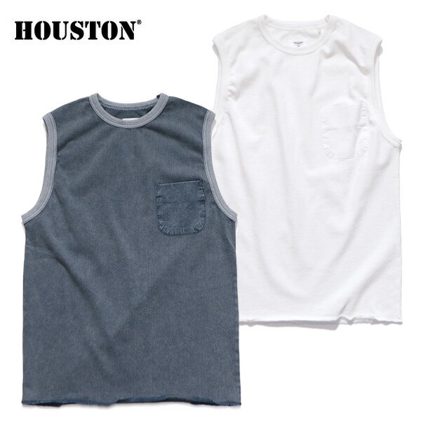 ヒューストン22406 MESH SLEEVELESS POCKET TEE ノースリーブ タンクトップ メンズ 無地 SLEEVELESS 綿 コットン100% おしゃれ かっこいい アメカジ NAVY OFF WHITE 春夏 コットン ヴィンテージライク メンズファッション 