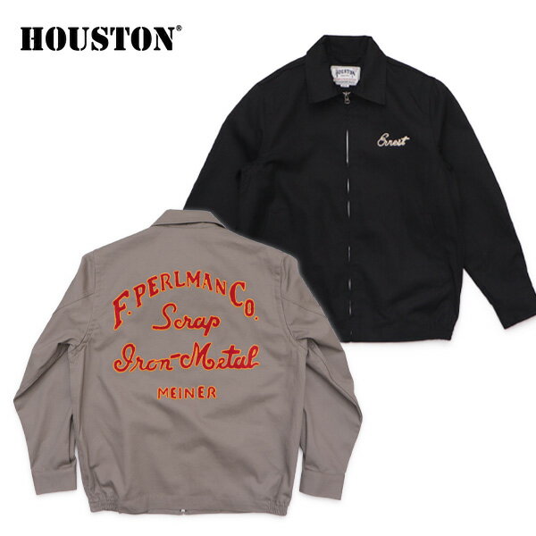 樂天商城 - ヒューストン【HOUSTON】51578 HARRINGTON JACKET ハリントンジャケット アウター ジッパー コットンツイル生地 アメカジ ミリタリー 上着 BLACK GREY【送料無料】