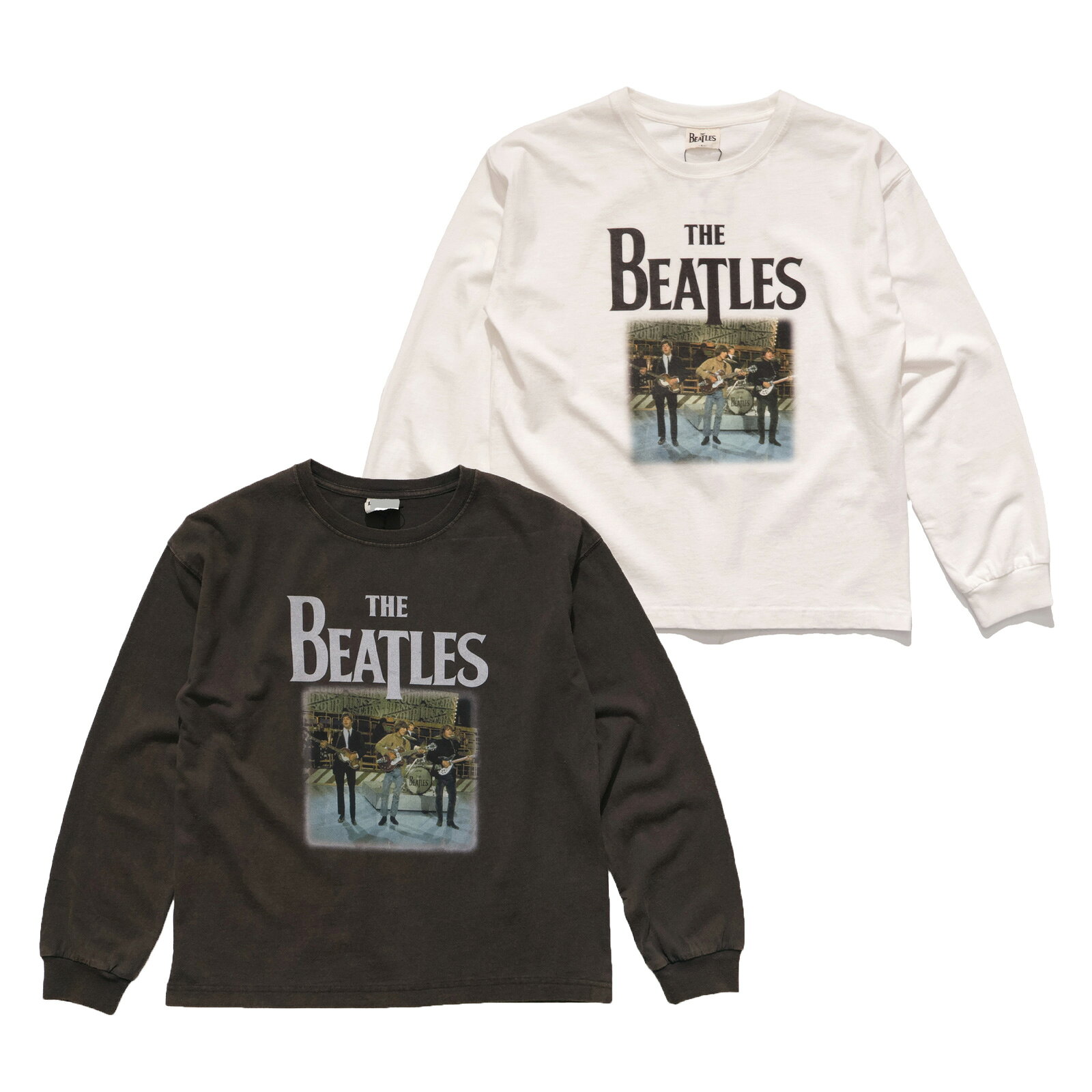 ビートルズ【THE BEATLES】26B-16311 THE BEATLES L/S TEE ライブフォト ロンT 長袖Tシャツ ロングスリーブ カットソー メンズ レディース トップス ビートルズ フォトプリント バックプリント アップル バンド ロック 袖プリント ブラック ホワイト【ネコポス発送】
