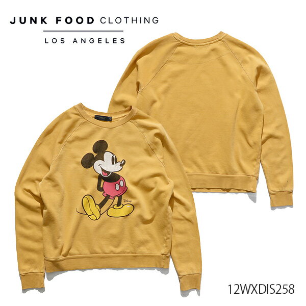 ジャンクフード クロージング【JUNK FOOD CLOTHING】12WXDIS258 WOMEN 039 S MICKEY MOUSE FLEECE VINTAGE RAGLAN PULLOVER スウェット 長袖 裏毛 レディース Honey Gold ミッキー ディズニー【あす楽】【送料無料】