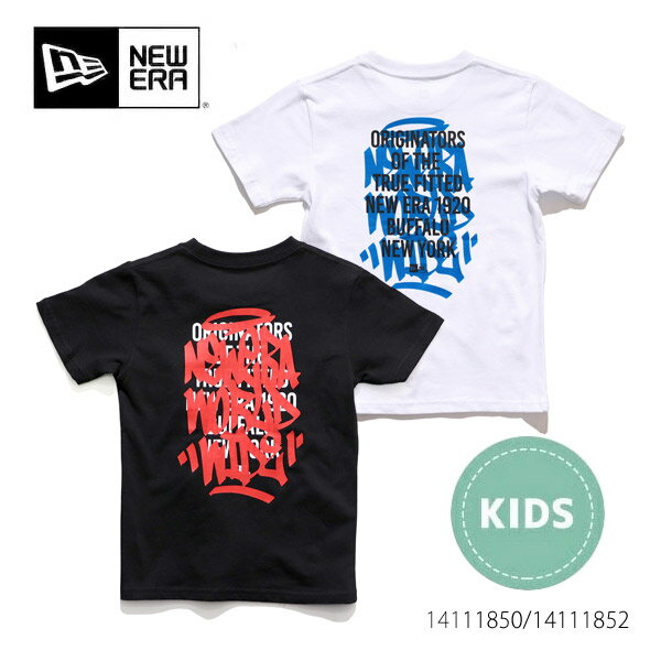 ニューエラ【NEW ERA】14111850 14111852 Youth 半袖 コットン Tシャツ Graffiti TEE キッズ 6〜15歳 身長130〜160cm 子供 ユース ホワイト ブラック【ネコポス発送】