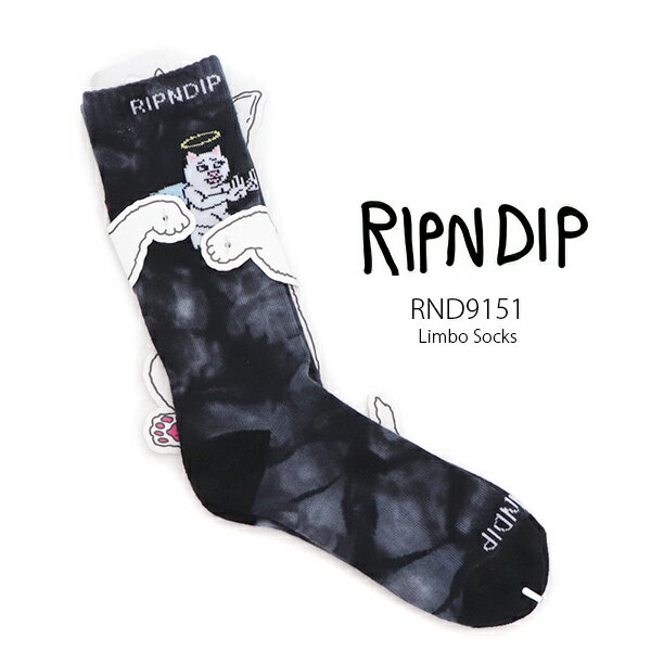 リップンディップ【RIPNDIP】RND9151 Limbo Socks メンズ レディース 靴下 ロードナーマル ネコ ユニセックス BLACK タイダイ Black Lightning Wash ソックス ストリート スケーター プレゼント ギフト 正規品【ネコポス発送】