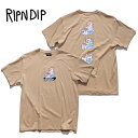 リップンディップ【RIPNDIP】RNDFAL24162 Afternoon Snack Tee 半袖 Tシャツ ネコ ストリート スケーター ユニセックス メンズ レディース 猫 バックプリント コットン 綿100% クルーネック トップス 夏服 Almond アーモンド【ネコポス発送】
