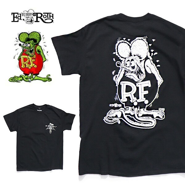 樂天商城 - ラット フィンク【Rat Fink】 RAT-BW RAT FINK #18 B&W TEE エド・ロス モンスター Tシャツ 半袖 ロックT バンドT ヒップホップ ロゴT 正規品 本物 ネズミ カジュアル アメカジ プリント バックプリント ブラック BLACK コットン【ネコポス】