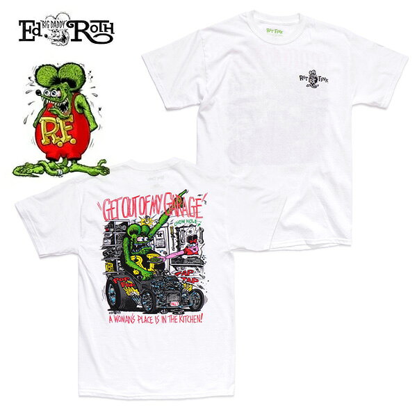 樂天商城 - ラット フィンク【Rat Fink】 RAT-GETOUT RATFINK GET OUT GARAGE TEE エド・ロス モンスター Tシャツ 半袖 ロックT バンドT ヒップホップ ロゴT 正規品 本物 ネズミ WHITE ホワイト カジュアル アメカジ プリント バックプリント ストリート【ネコポス】