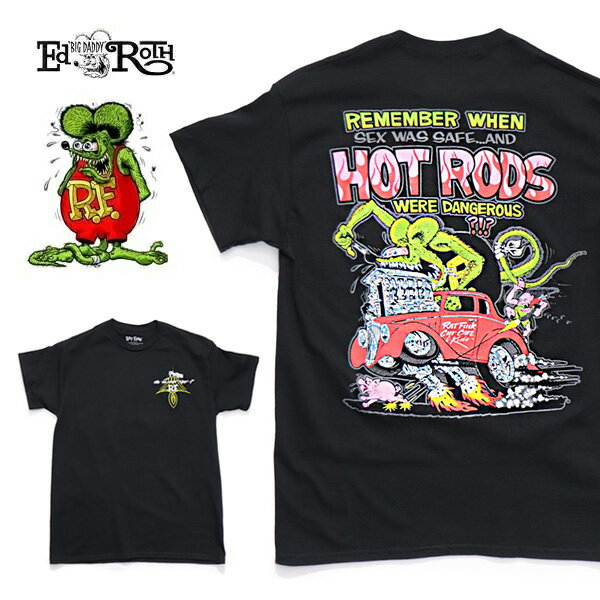 樂天商城 - ラット フィンク【Rat Fink】 RAT-REMEMBER RATFINK REMEMBER TEE エド・ロス モンスター Tシャツ 半袖 ロックT バンドT ヒップホップ ロゴT 正規品 本物 ネズミ カジュアル アメカジ プリント バックプリント ブラック BLACK コットン【ネコポス】