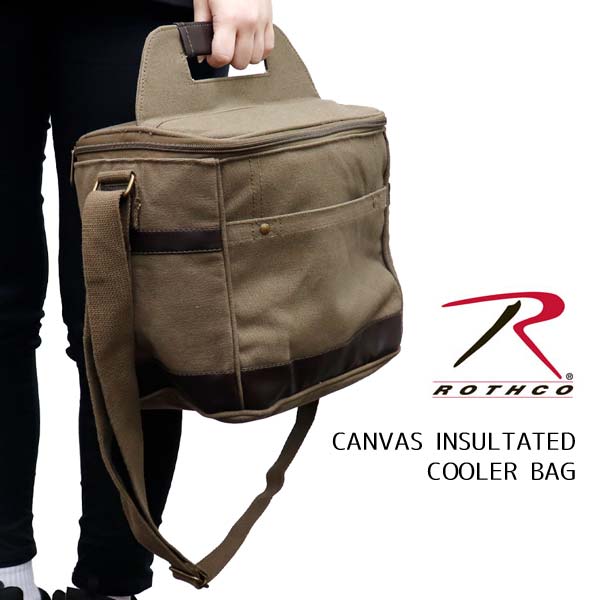 ロスコ 帆布・キャンバスバッグ メンズ ロスコ 【Rothco】CANVAS INSULATED COOLER BAG 2608 クーラーバッグ クーラーボックス 保冷バッグ 斜め掛け ショルダーバッグ コットン キャンプ アウトドア ミリタリー 軍物