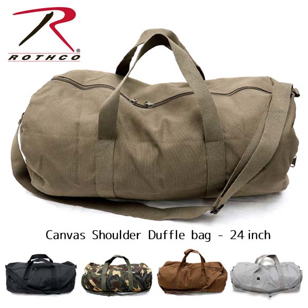 ロスコ Canvas Shoulder Duffle Bag 24 Inch ダッフルバッグ ボストンバッグ ショルダーバッグ 旅行 ジム バック 大きめ 米軍 ミリタリー