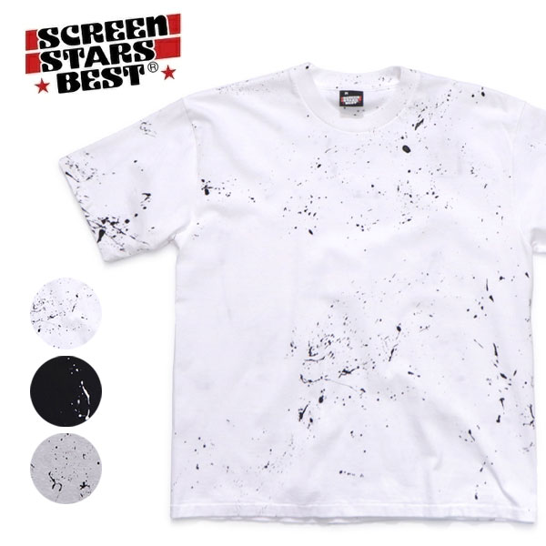 Rakuten - スクリーンスターズ ベスト【SCREEN STARS BEST】2622-SSBTMCW Tシャツ 半袖 トップス 春夏 メンズ レディース コットン ユニセックス ビンテージ BLACK WHITE ASH ペイントデザイン【ネコポス発送】