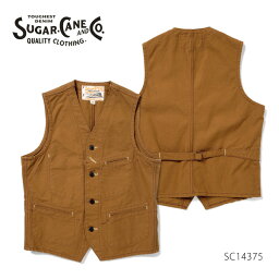 シュガーケーン【SUGAR CANE】SC14375 13oz. BROWN DUCK WORK VEST ワークベスト ブラウンダック生地 メンズ 日本製 BROWN【送料無料】