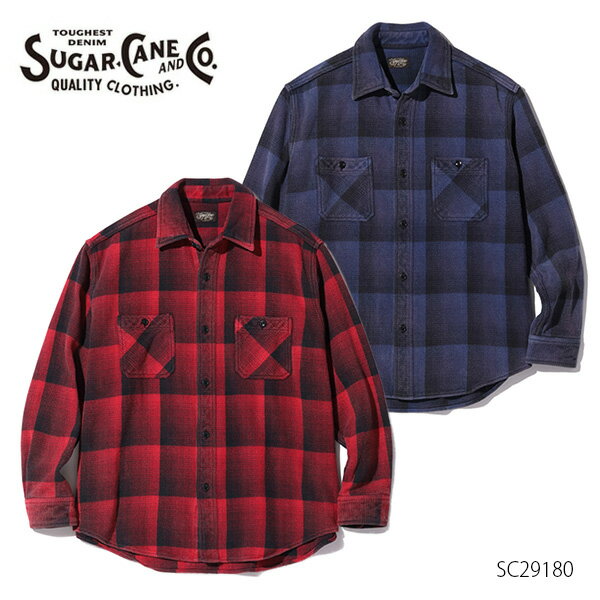 奬SUGARCANESC29180HEAVYTWILLOMBRECHECKWORKSHIRTAGEDMODELåĥơLONGSLEEVEĹµͥӡNAVYåRED̵