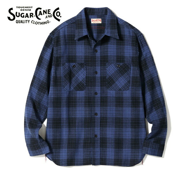 シュガーケーン【SUGAR CANE】SC29358 TWILL CHECK WORK SHIRT チェックシャツ ツイルチェック ワークシャツ バッファローチェック ネルシャツ ヴィンテージ シャツ メンズ MENS 男性 コットン 綿100％ 日本製 NAVY ネイビー チェック柄 トップス【送料無料】