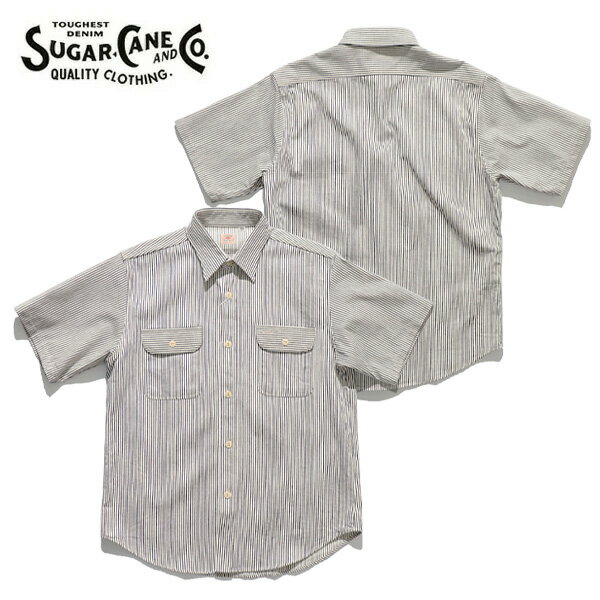 樂天商城 - シュガーケーン【SUGAR CANE】SC37944 HICKORY STRIPE S/S WORK SHIRT ワークシャツ 半袖 ヒッコリー ストライプ コットン メンズ 日本製 トップス【送料無料】