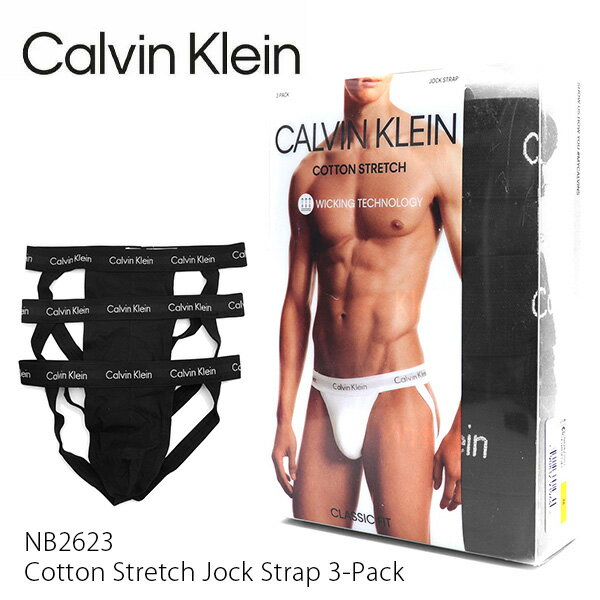 カルバン・クライン カルバン・クライン【Calvin klein】NB2623 Cotton Stretch Jock Strap 3-Pack メンズ ジョックストラップパンツ 3枚セット ロゴ アンダーウェア 下着 定番 人気 Logo 3SET BLACK【あす楽】【送料無料】