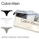 カルバン・クライン【Calvin klein】QD3587 CAROUSEL 3 PACK THONGS レディース 下着 パンツ modern cotton トング 無地 CK ショーツ 定番 人気 Logo Tバック 3枚セット アンダーウェア