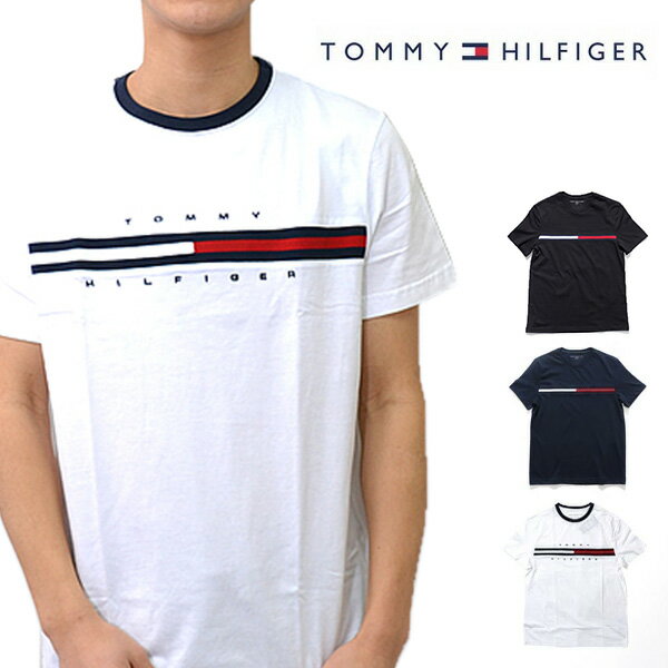 トミーヒルフィガー【TOMMY HILFIGER】C817849807(7849807) ライン フラッグ ロゴ プリント Tシャツ 半袖 クルーネック カットソー コットン メンズ レディース 3Color ホワイト ネイビー ブラック 【ネコポス発送】のサムネイル